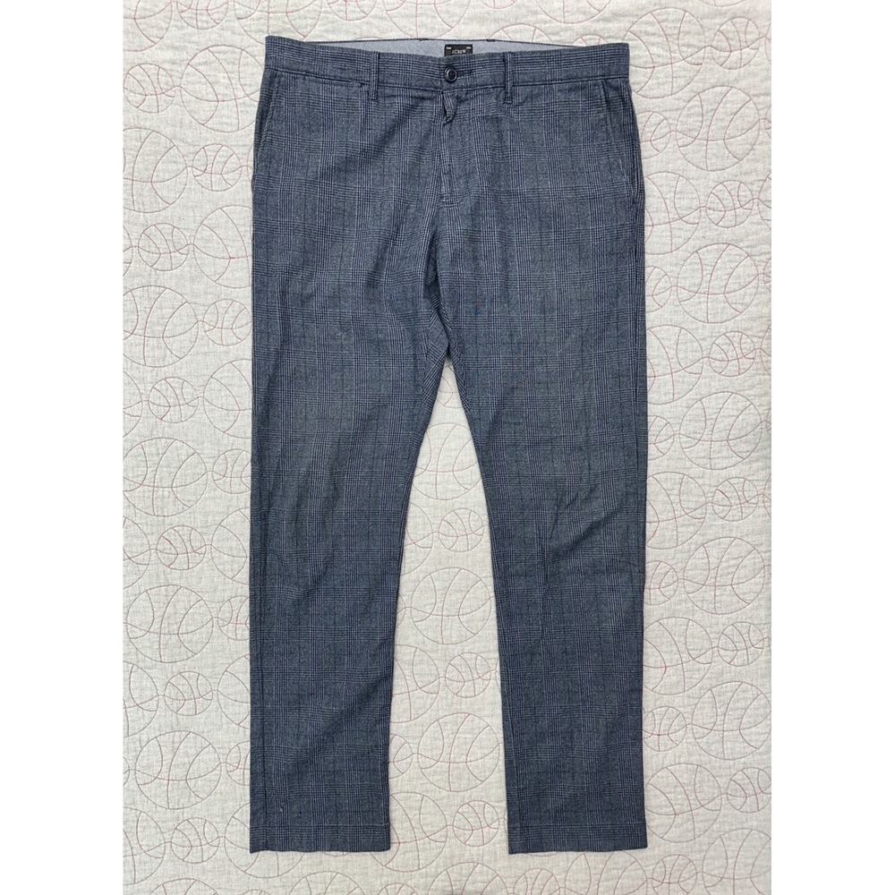 J.Crew 484 Slim-fit Brushed Twill Pant Blue Plaid / Mens 34x32